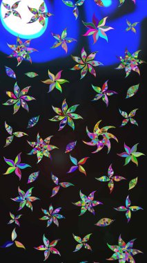 Güzel kumaş deseni. Düz Çiçek Elementleri Tasarımı. Renkli Bahar Teması eskiz kalıbı. Raster illüstrasyonunda çiçek deseni çizimi.