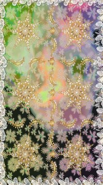 Barok tarzında kusursuz bir doğulu süsü. Tarafsız renklerde ve altın elementlerle geleneksel klasik altın raster deseni.