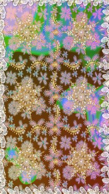 Klasik klasik klasik arka plan. Kahverengi renklerde, altın elementlerle kusursuz desen. Geleneksel oryantasyon süsü. Raster illüstrasyonu. Kusursuz klasik raster altın desenli.