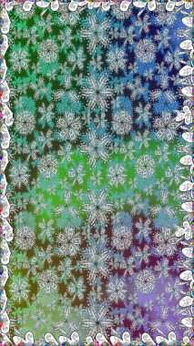 Soyut çiçek desensiz arkaplan. Yeşil renklerde. Küçük çiçekteki sevimli çiçek deseni. Raster deseni. Raster illüstrasyonu.