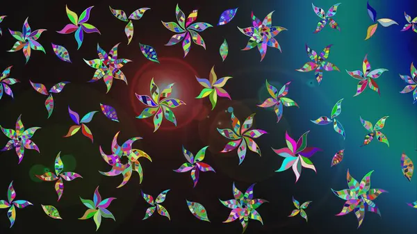 Suluboya tarzında gri ve mavi renklerde. Küçük çiçekli yay deseni çiz. Raster illüstrasyonu.