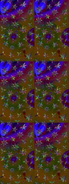 Raster çiçek desenli çiçek deseni, yapraklar, dekoratif elementler, sıçrama, lekeler, el çizimi kontur çizgileri ve Doodle çizim stili, grafik raster çizim çizimi.