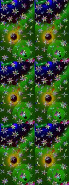 Suluboya, elle çizilmiş. Raster hisseleri. Eskiz arkaplan modeli. Çiçekler yeşil ve siyah.