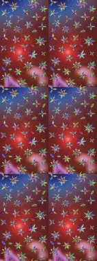 Kahverengi ve kırmızı renkte çiçekler. Düz Çiçek Elementleri Tasarımı. Sevimli çiçek raster deseni. Renk Bahar Teması eskiz şablonu.