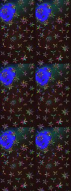 Şirin çiçekler. Çizgi çizimi kalıbı. Raster Moda kumaş deseni.