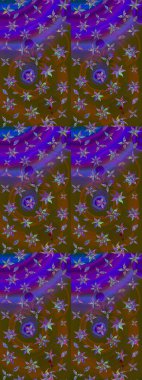 Güzel kumaş deseni. Raster suluboya çiçek deseni, narin çiçekler, kahverengi ve menekşe çiçekleri, tebrik kartı şablonu.