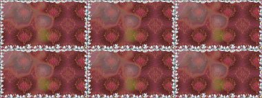 Çiçekli ipek eşarp. El çizimi çiçek unsurları olan soyut, dikişsiz raster deseni. 1950-1960 motifleri. Retro tekstil tasarım koleksiyonu. Kahverengi üstüne kahverengi.