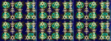 Renkli arka planda izole tatlı kar taneleri. Soyut mandala ya da tuhaf kar tanesi çizgisi sanat tasarımı. Raster illüstrasyonu.