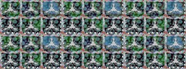 Sevgililer günü ve tebrik kartı konsepti için şık bir davetiye. Üst manzara, yumuşak stil. Mavi renkte manzaralı çiçek deseni. Çiçek kompozisyonu, el boyası, hassas şablon..