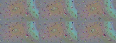 El çizimi çiçekli soyut çizim kalıbı. Raster illüstrasyonu. Gri ve nötr renkte çiçekler.