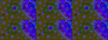 Raster illüstrasyonu. Yumuşak, yaz çiçekleri yeşil ve mavi renklerde. Küçük çiçekteki sevimli çiçek deseni. Raster deseni.