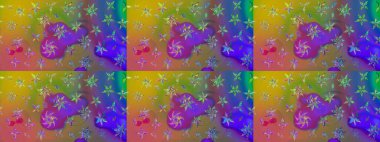 Küçük çiçekteki sevimli çiçek deseni. Raster deseni. Raster illüstrasyonu. Yumuşak, yaz çiçekleri menekşe ve yeşil renkler.