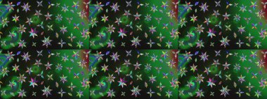 Çiçek desenli eskiz, darbeler, sıçramalar, yaz çiçekleri. Yeşil ve gri renkli çiçekler. Raster illüstrasyonu.