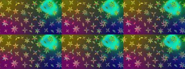 Yeşil ve kahverengi çiçekli eskiz deseni, suluboya çiçek deseni, sevimli çiçek, duvar kağıdı, kart veya kumaş için fayanslı. Raster - stok.