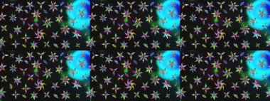 Güzel kumaş deseni. Raster Illustrasyon 'daki Çiçek Deseni' nin son moda çizimi. Düz Çiçek Elementleri Tasarımı. Renkli Yaz Teması çizim şablonu.