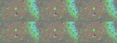 Raster illüstrasyonundaki çiçek desenli çizim. Gri ve bej renkli çiçekler.