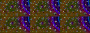 Çizgi çizimi kalıbı. Şirin çiçekler. Raster Moda kumaş deseni.