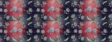 Kusursuz çiçek deseni. Raster illüstrasyonu. Asya tekstil gri, pembe ve mavi renkler.