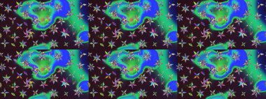 Güzel kumaş deseni. Kahverengi ve yeşil renklerde. Raster illüstrasyonundaki çiçek desenli çizim. Raster illüstrasyonu.