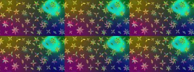 Yeşil ve kahverengi çiçekli eskiz deseni, suluboya çiçek deseni, sevimli çiçek, duvar kağıdı, kart veya kumaş için fayanslı. Raster - stok.