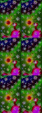 Küçük çiçekteki sevimli çiçek deseni. Yeşil ve siyah renkte çiçekler.