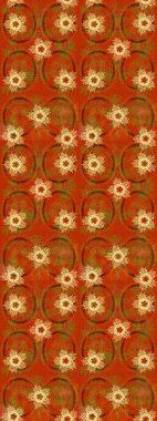 Renkli arka planda izole kar taneleri. Raster illüstrasyonu. Kar taneleri radyal turuncu, kahverengi ve sarı renkler.