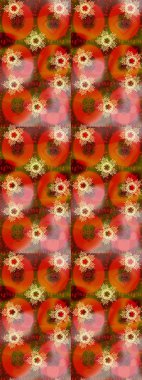 Güzel bir kış süsü. Raster turuncu, kahverengi ve kırmızı kar tanelerinden izole edilmiş. Renkli kar taneleri Raster illüstrasyonu.