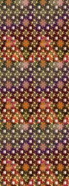 Düz Çiçek Elementleri Tasarımı. Kahverengi renkli çiçekler. Raster illüstrasyonundaki çiçek desenli çizim. Renkli Bahar Teması çizim şablonu.