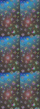 Küçük çiçekteki sevimli çiçek deseni. Gri ve mavi renkte çiçekler.