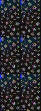 Raster illüstrasyonu. Gri ve mavi renklere karalamalar çizilmiş çiçek deseni.