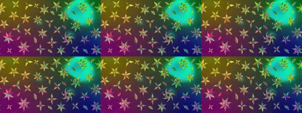 Yeşil ve kahverengi çiçekli eskiz deseni, suluboya çiçek deseni, sevimli çiçek, duvar kağıdı, kart veya kumaş için fayanslı. Raster - stok.