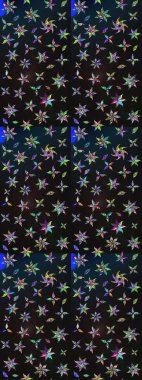 Raster illüstrasyonu. Gri ve mavi renklere karalamalar çizilmiş çiçek deseni.