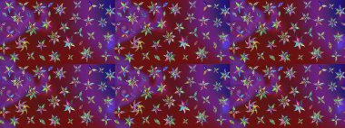 Raster illüstrasyonu. Mor ve kırmızı renkte mor ve kırmızı papatya deseni. Mor ve kırmızı renklerde.