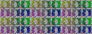 Parmak izi, kumaş, duvar kâğıdı, tekstil için raster dokusu. İşlemeli çiçekli, dikişsiz desen. Renkli grunge, yakut yeşil çiçeklerle soyut arkaplanı zenginleştirir.