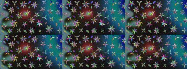 Mavi ve gri renkte çiçekler. Hediye ambalaj kağıdı, tebrik kartları, posterler ve pankart tasarımı. Raster düz çiçek çizim deseni.