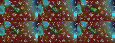 Kahverengi ve yeşil renklerde. Kahverengi ve yeşil renkte kahverengi ve yeşil papatya deseni. Raster illüstrasyonu.