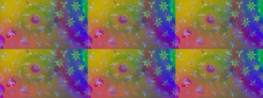 Şirin çiçek elementleri. Robot resim. Raster illüstrasyonu. Yeşil ve kahverengi renkte çiçekler.