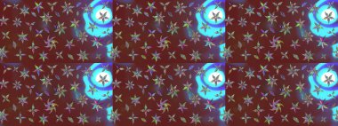 Kahverengi ve mavi renkli çiçekler. Düz Çiçek Elementleri Tasarımı. Sevimli çiçek raster deseni. Renkli Yaz Teması çizim şablonu.