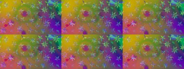 Yeşil ve kahverengi renkli etnik çiçekli zarif eskiz deseni. Raster Çiçek İllüstrasyonu güzel tekstil..