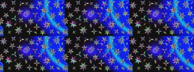 -Mavi ve gri çiçekler. Küçük çiçekte güzel bir desen var. Çiçek kompozisyonu. Çiçek kolajı. Doğa. Raster deseni. Çiçek arka planı.