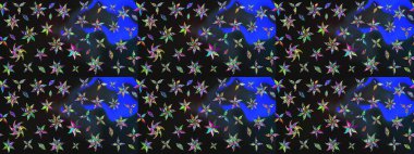 Düz Çiçek Elementleri Tasarımı. Renkli Bahar Teması eskiz kalıbı. Çiçekli çizim şekli. Gri ve mavi renkte çiçekler.