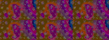 Raster Şirin kumaş deseni. Renkli Bahar Teması eskiz kalıbı. Düz Çiçek Elementleri Tasarımı. Eskiz klasiği.