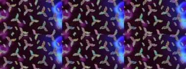 Tekstil için suluboya eskiz deseni. El çizimi çiçek çizimi deseni (fayans). Şirin çiçekleri, desenleri, kahverengi, mavi ve siyah renkleri olan renkli çizim deseni.