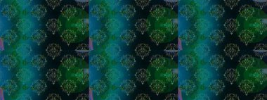 Renkli Bahar Temalı Kusursuz Arkaplan. Çiçeksel fantezi tasarımı, parlak bir arka planda, kusursuz bir desen. Düz Çiçek Elementleri Tasarımı.