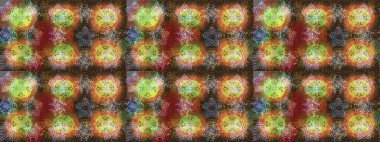 Noel ve yeni yıl moda baskıları için tatil tasarımı. Kar tanelerinin soyut arkaplanlı Noel şablonu. Raster illüstrasyonu. Kahverengi, yeşil ve nötr renkler.