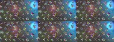 Küçük çiçekteki sevimli çiçek deseni. Raster deseni. Gri ve mavi renkte yaz çiçekleri. Raster illüstrasyonu.