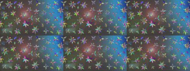 Suluboya çiçekli çiçek deseni. Raster illüstrasyonu. Gri ve mavi renkli güzel tekstil.