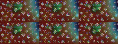 Raster Illustrasyon 'daki Çiçek Deseni' nin son moda çizimi. Güzel kumaş deseni. Renkli Yaz Temalı eskiz kalıbı. Düz Çiçek Elementleri Tasarımı.