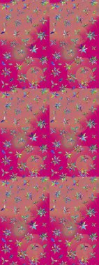 Çiçek kompozisyonu, el boyası, hassas şablon. Manzaralı çiçek deseni. Sevgililer günü ve tebrik kartı konsepti için şık bir davetiye. Üst görünüm, yumuşak pembe ve mor renk.