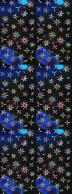 Küçük çiçekteki sevimli çiçek deseni. Gri ve mavi renkte çiçekler.